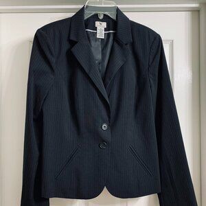 Worthington Brand Women's Black Pinstripe Suit Jacket, Size 10